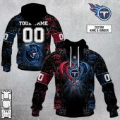 NFL Tennessee Titans Custom Name Number Rose Dragon Pullover Hoodie