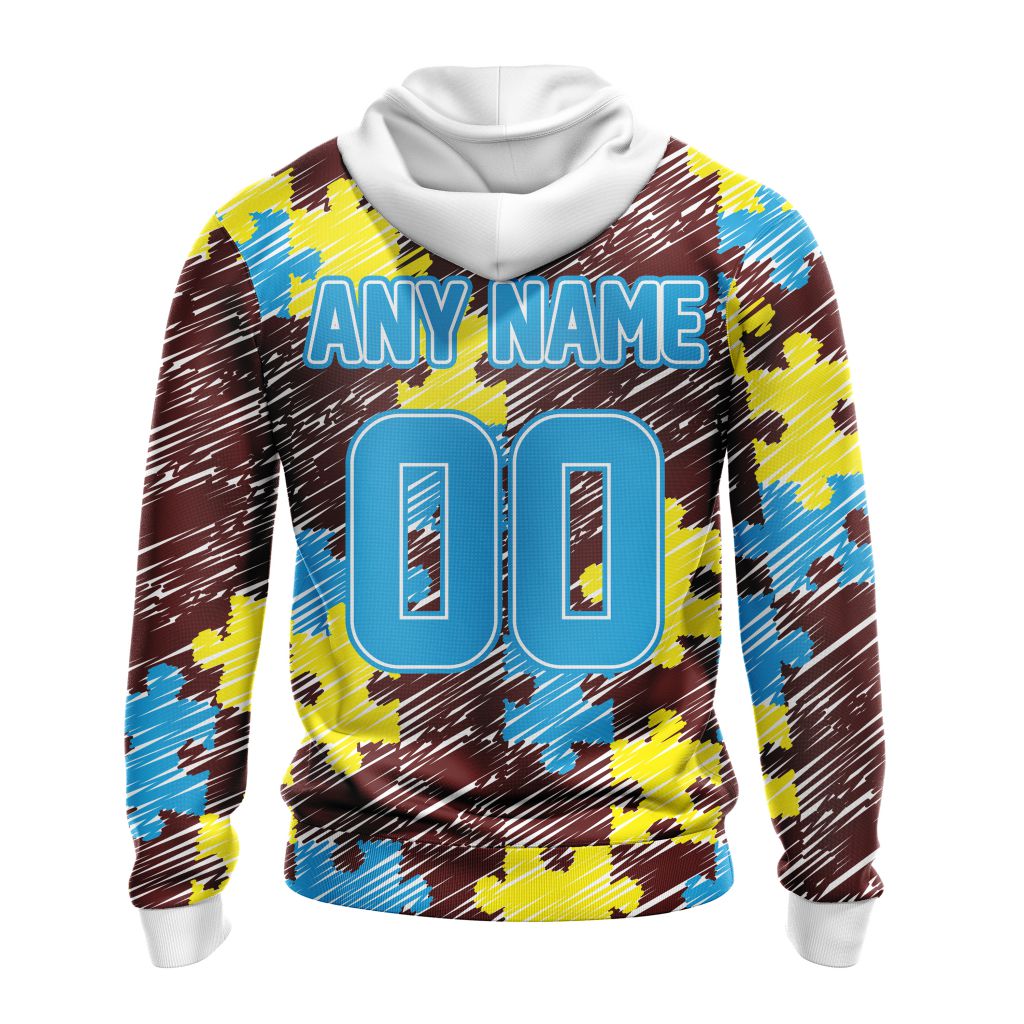 NFL Washington Commanders Custom Name Number Puzzle Autism Awareness Pullover Hoodie NFL Washington Commanders Custom Name Number Puzzle Autism Awareness Pullover Hoodie