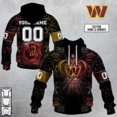 Nfl Washington Commanders Custom Name Number Rose Dragon Pullover Hoodie Front Back.jpg - demo10