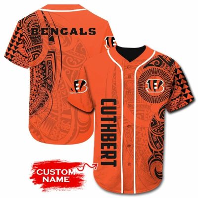 NFL Cincinnati Bengals Custom Name Orange Baseball Jersey