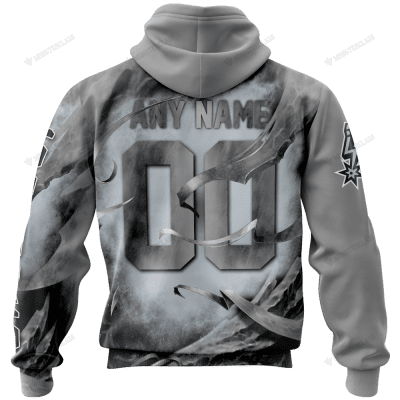 NBA San Antonio Spurs Custom Name Number Skull Pullover Hoodie