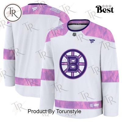 NHL Boston Bruins 2024 Hockey Fights Cancer Practice Jersey - White