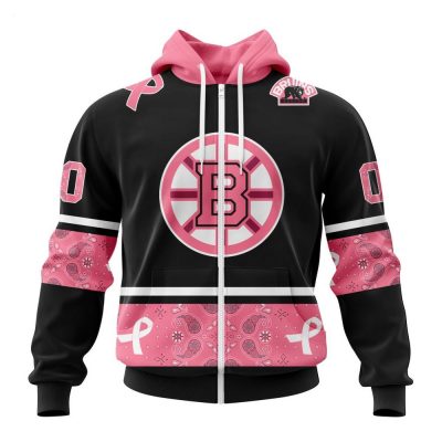 NHL Boston Bruins Personalized Specialized Design In Classic Style With Paisley! WE WEAR PINK BREAST CANCER Hoodie