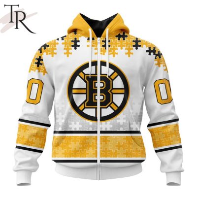 NHL Boston Bruins Special Autism Awareness Design With Home Jersey Style Hoodie
