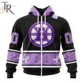Nhl Boston Bruins Special Black And Lavender Hockey Fight Cancer Design Personalized Hoodie 2 Fcock.jpg - demo10