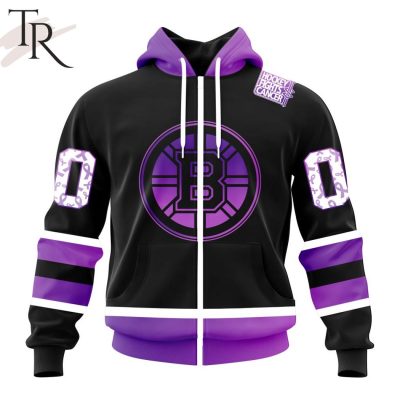 NHL Boston Bruins Special Black Hockey Fights Cancer Kits Hoodie