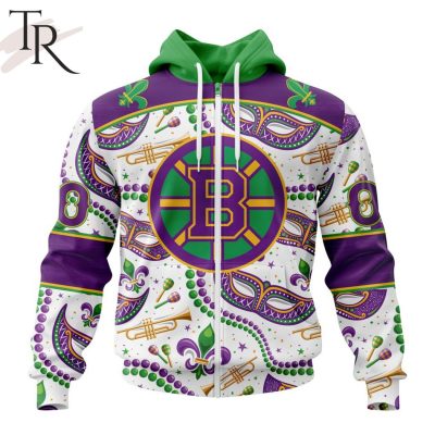 NHL Boston Bruins Special Mardi Gras Design Hoodie