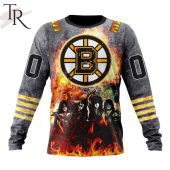 Nhl Boston Bruins Special Mix Kiss Band Design Hoodie Rocking Picture - demo10