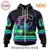 Nhl Calgary Flames Special Northern Lights Hoodie Nice Photo Dude - demo10