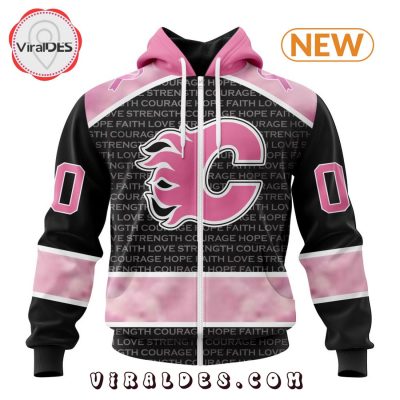 NHL Calgary Flames Special Pink Fight Breast Cancer Design Hoodie
