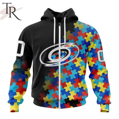 NHL Carolina Hurricanes Special Black Autism Awareness Design Hoodie