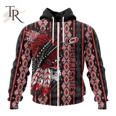 NHL Carolina Hurricanes Special Skull Native Design Hoodie