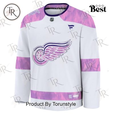 NHL Detroit Red Wings 2024 Hockey Fights Cancer Practice Jersey - White