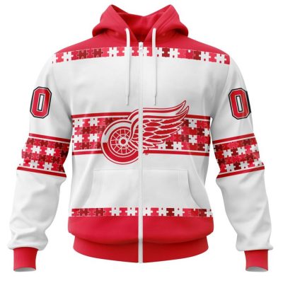 NHL Detroit Red Wings Autism Awareness Custom Name And Number 3D Hoodie