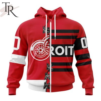 NHL Detroit Red Wings Special Home Mix Reverse Retro Personalized Kits Hoodie