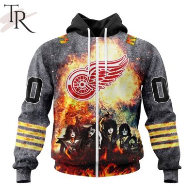NHL Detroit Red Wings Special Mix KISS Band Design Hoodie