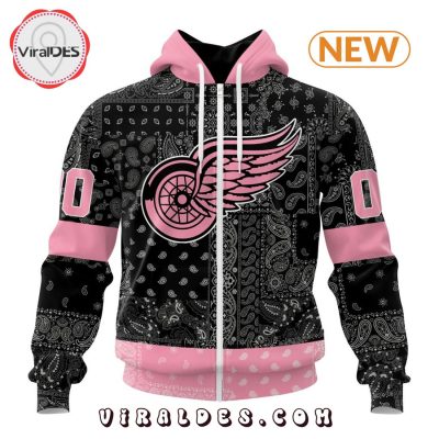 NHL Detroit Red Wings Special Pink Paisley Design Hoodie