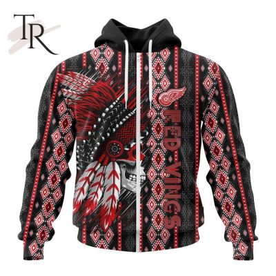 NHL Detroit Red Wings Special Skull Native Design Hoodie
