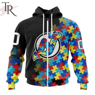 NHL New Jersey Devils Special Black Autism Awareness Design Hoodie
