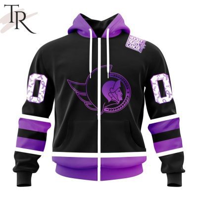 NHL Ottawa Senators Special Black Hockey Fights Cancer Kits Hoodie