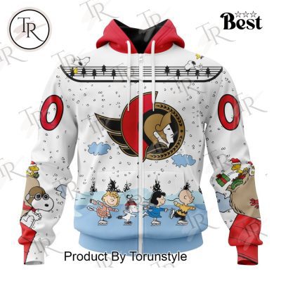 NHL Ottawa Senators Special Peanuts Ice Skating Design Hoodie