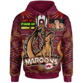 Maroons Hoodie - Custom Naidoc Week ''Get up, Stand Up, Show Up''Maroons Kangaroo With Aboriginal Inspired Culture Hoodie