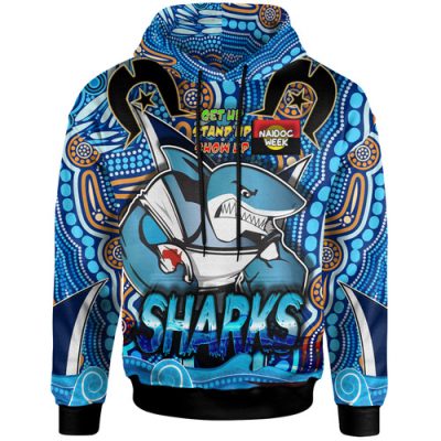 Cronulla-Sutherland Sharks Hoodie - Custom Cronulla-Sutherland Sharks Ball With Aboriginal Inspired Culture And Naidoc Week "Get Up, Stand Up, Show Up" Hoodie