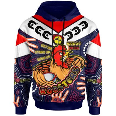 Sydney Roosters Hoodie - Custom Naidoc Week Sydney Roosters Ball With Aboriginal Inspired Dot Painting Pattern Hoodie