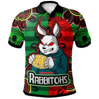 South Sydney Rabbitohs Polo Shirt - Custom With Aboriginal Inspired Style Of Dot Painting Patterns  Polo Shirt