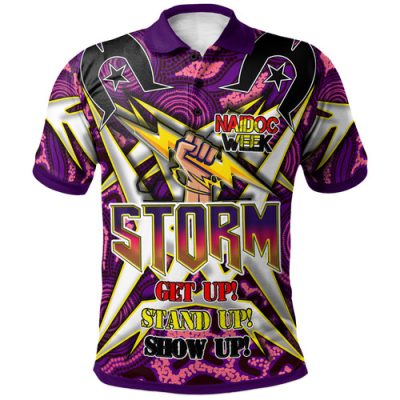 Melbourne Storm Hoodie - Custom Naidoc Week Melbourne Storm Hand Thunder With Aboriginal Inspired Pattern ''Get up, Stand Up, Show Up'' Hoodie