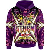 Melbourne Storm Hoodie - Custom Naidoc Week Melbourne Storm Hand Thunder With Aboriginal Inspired Pattern ''Get up, Stand Up, Show Up'' Hoodie