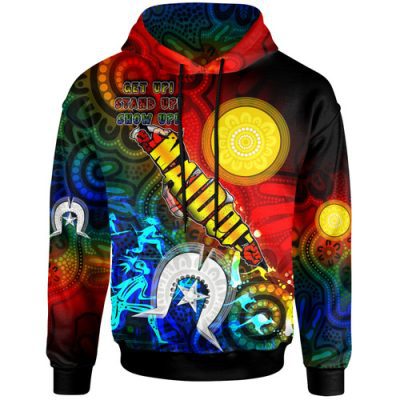 Australia Naidoc Week Hoodie - Custom Naidoc Aboriginal Inspired Dot Art Painting With Hunting "Get up, Stand up, Show up," Hoodie