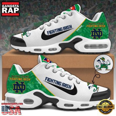 NCAA Custom Name Notre Dame Fighting Irish Football Mascot Symbol Air Max Plus Shoes Running Sneakers