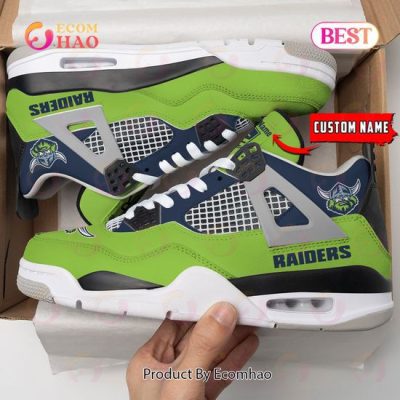 Canberra Raiders Pattern Logo Custom Name Air Jordan 4 Shoes, Sneaker