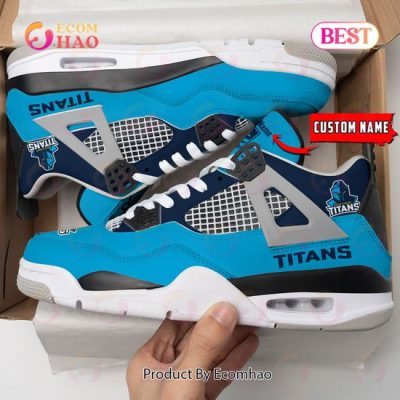 Gold Coast Titans Pattern Logo Custom Name Air Jordan 4 Shoes, Sneaker