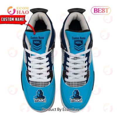 Gold Coast Titans Pattern Logo Custom Name Air Jordan 4 Shoes, Sneaker
