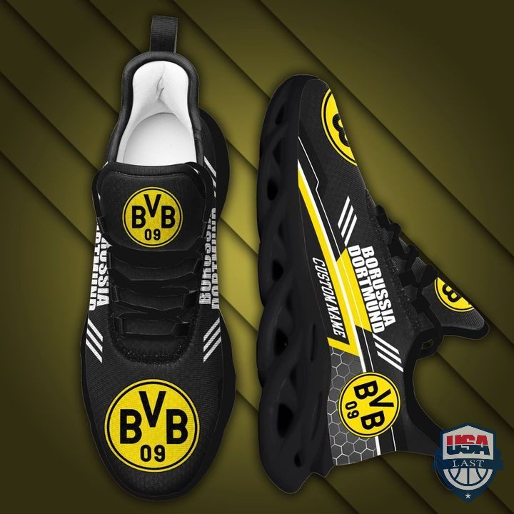 Borussia Dortmund Custom Name Black Yellow Max Soul Shoes Borussia Dortmund Custom Name Black Yellow Max Soul Shoes