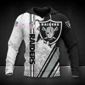 NFL Las Vegas Raiders Black White Pullover Hoodie V2