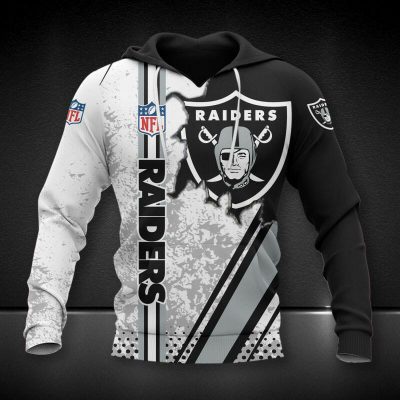 NFL Las Vegas Raiders Black White Pullover Hoodie V2