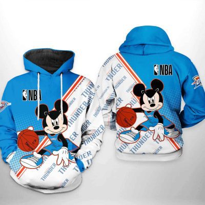 NBA Oklahoma City Thunder Blue White Mickey Pullover Hoodie