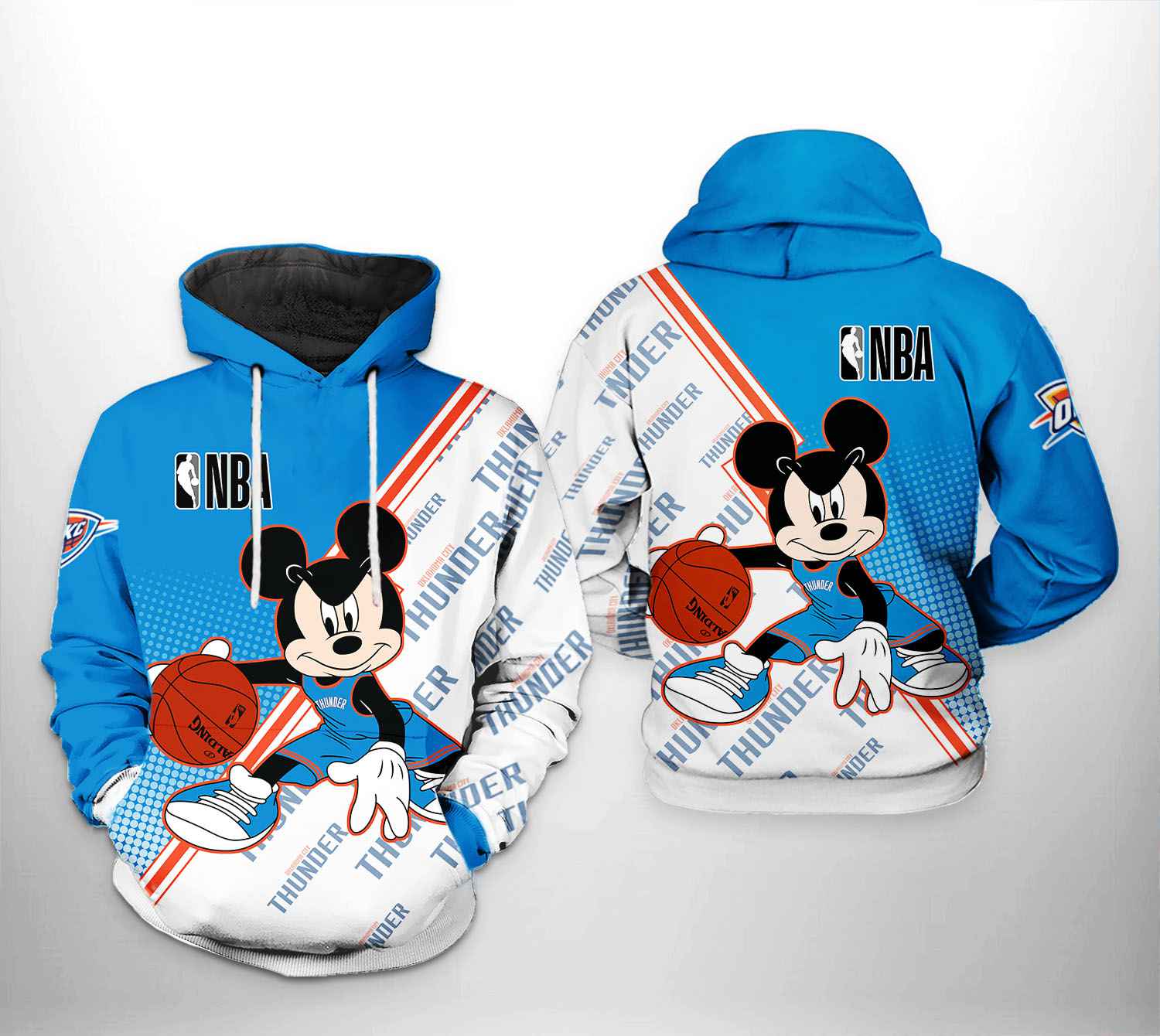 NBA Oklahoma City Thunder Blue White Mickey Pullover Hoodie NBA Oklahoma City Thunder Blue White Mickey Pullover Hoodie