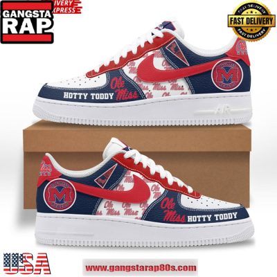 Ole Miss Rebels Hotty Toddy Air Force 1 Running Sneakers Shoes