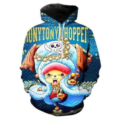 ONE PIECE Tony Tony Chopper Blue Pullover Hoodie