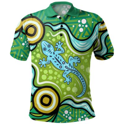 Australia Aboriginal Inspired Polo- Aboriginal Goanna Art Polo