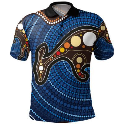 Australia Aboriginal Inspired Polo- Aboriginal Kangaroo Art Polo