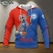 NBA Philadelphia 76ers Blue Red Mascot Scratch Pullover Hoodie