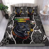 Penrith Panthers Grand Final Custom Bedding Set - Custom Penrith Panthers With Contemporary Style Of Aboriginal Painting Bedding Set