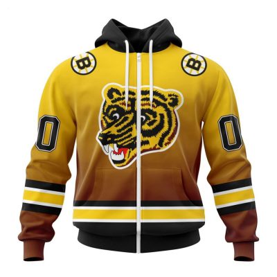 Persionalized NHL Boston Bruins Special Retro Gradient Design Hoodie