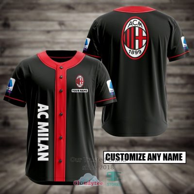 AC Milan Custom Name Black Red Baseball Jersey