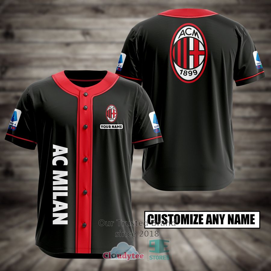 AC Milan Custom Name Black Red Baseball Jersey AC Milan Custom Name Black Red Baseball Jersey